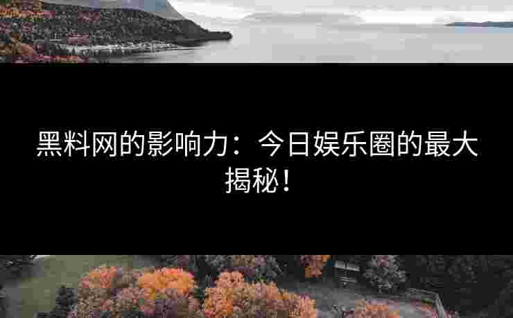 黑料网的影响力：今日娱乐圈的最大揭秘！
